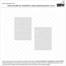 Load image into Gallery viewer, Stencils: Lawn Fawn-Treat Cart Add-On: Smoothies 'n Juice Coloring Stencils