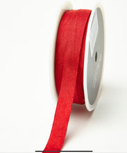 Load image into Gallery viewer, Ribbon: Purple Pinky Promises-1/2 Inch Wrinkled Faux Silk Ribbon with Cut Edge-Red