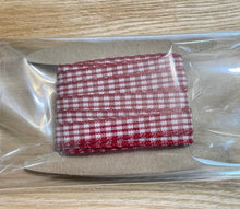 Load image into Gallery viewer, Ribbon: Purple Pinky Promises-3/8 Inch Checkered Ribbon with Woven Edge-Red