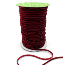 Load image into Gallery viewer, Ribbon: Purple Pinky Promises-1/8 inch Velvet String Cord Ribbon with Woven Edge-Burgandy