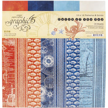 Load image into Gallery viewer, 12x12 Paper: Graphic 45 Double-Sided Paper Pad 12"X12" 16/Pkg-Patterns and Solids-Catch Of The Day