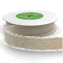 Load image into Gallery viewer, Ribbon: Purple Pinky Promises-1 Inch Frayed Edge Cotton Ribbon-ANTIQUE IVORY