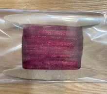 Load image into Gallery viewer, Ribbon: Purple Pinky Promises-3/8 Inch Sheer Satin Center Ribbon-Burgandy