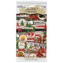 Load image into Gallery viewer, Embellishments: Tim Holtz Idea-Ology Spiral Bound Sticker Book-Christmas Noel 4.5"X8.5"