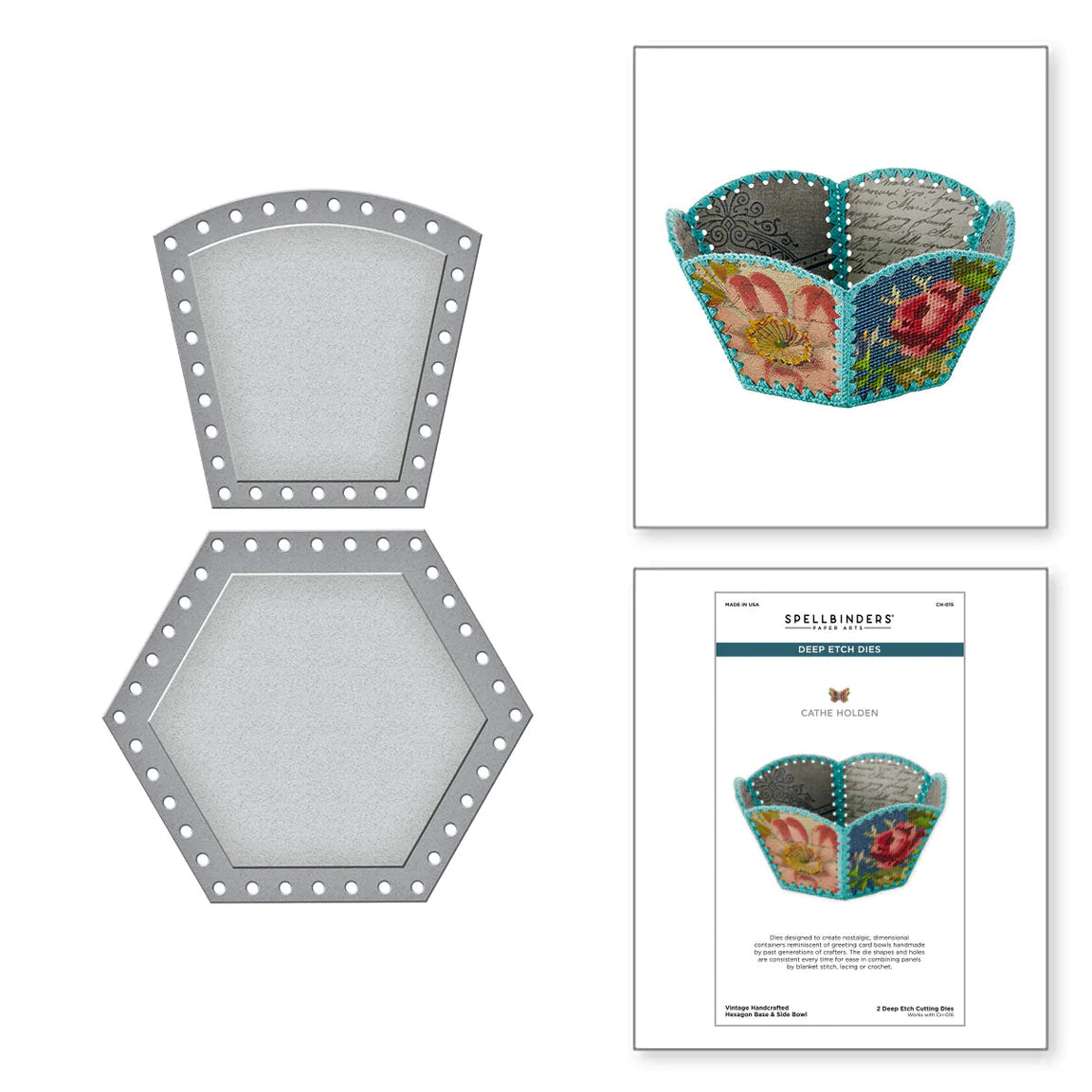 Dies: Spellbinders-vintage Handcrafted Hexagon Base And Side Bowl Deep 