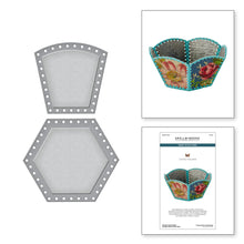 Load image into Gallery viewer, Dies: Spellbinders-VINTAGE HANDCRAFTED HEXAGON BASE AND SIDE BOWL DEEP ETCHED DIES FROM THE CHRISTMAS FLEA MARKET FINDS COLLECTION BY CATHE HOLDEN