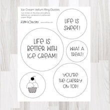 Load image into Gallery viewer, Embellishments: Keller’s Creations-Vellum Ring Quotes