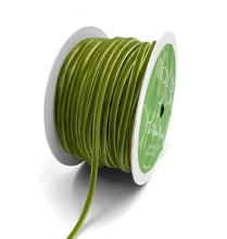 Load image into Gallery viewer, Ribbon: Purple Pinky Promises-1/8 inch Velvet String Cord Ribbon with Woven Edge-Sweet Pea Green