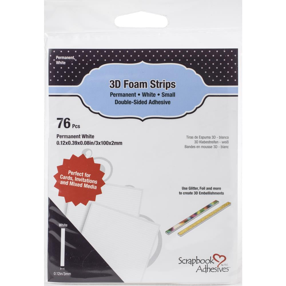 Scrapbook Adhesives 3D Foam Strips 76/Pkg-White, 0.12