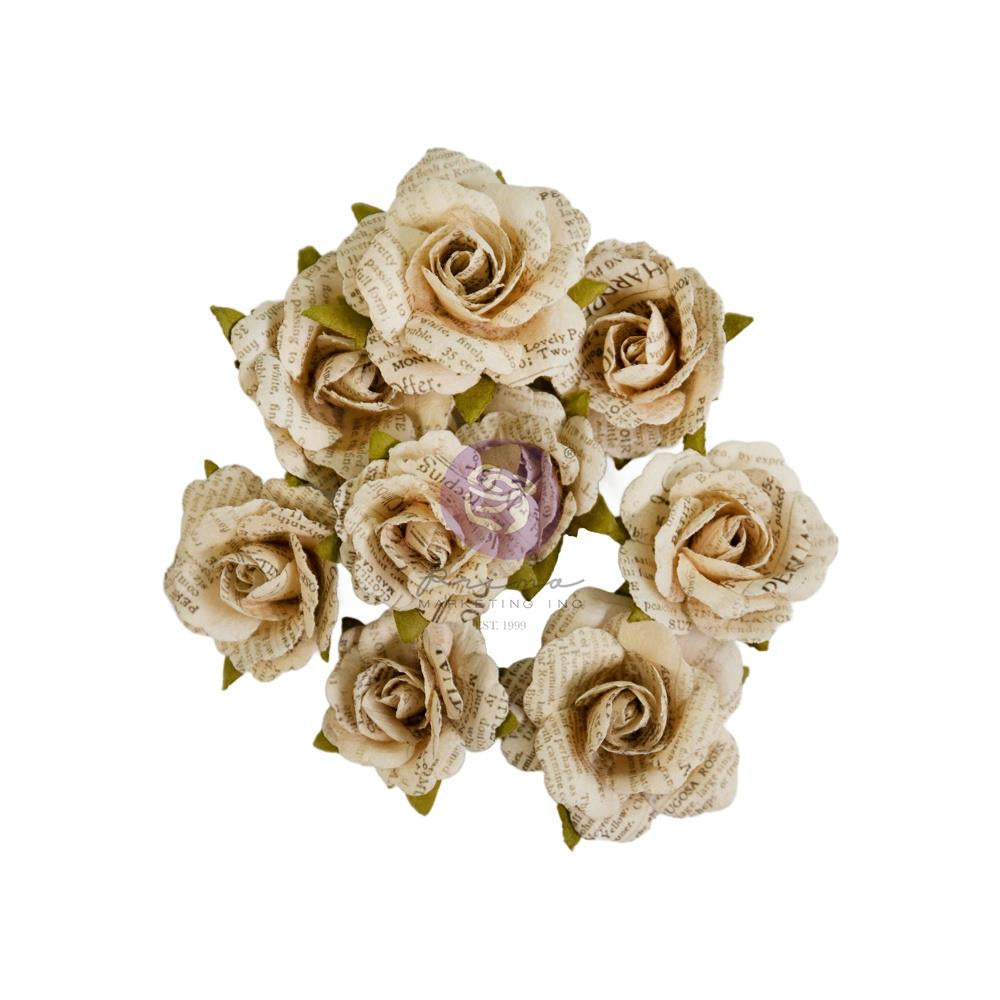 Embellishments: Prima Marketing Paper Flowers 9/Pkg-Unearthed, Nature Academia