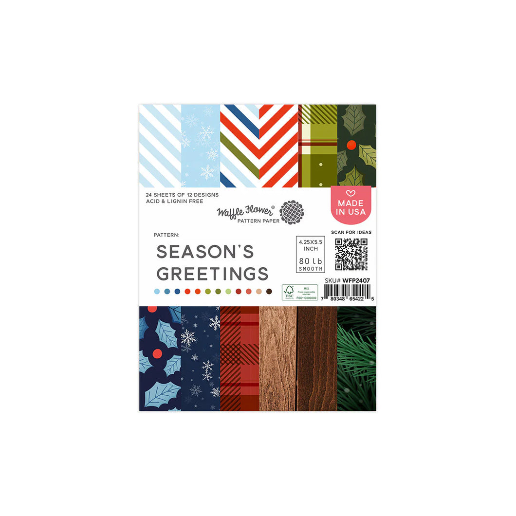 Specialty Paper: Waffle Flower-Season’s Greetings Paper Pad-4.25x5.5