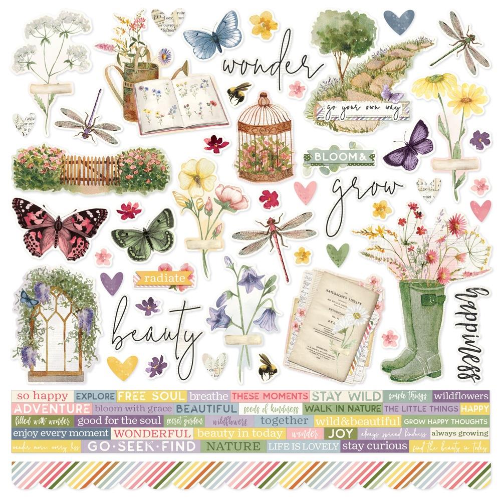 Embellishments: Simple Vintage Meadow Flowers Cardstock Stickers-12