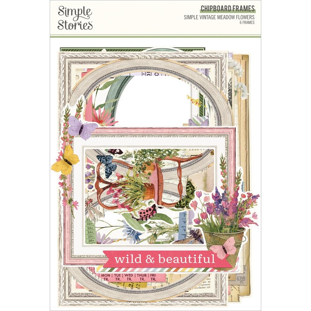 Embellishments: Simple Vintage Meadow Flowers Chipboard Frames