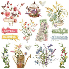 Load image into Gallery viewer, Embellishments: Simple Vintage Meadow Flowers Chipboard Clusters
