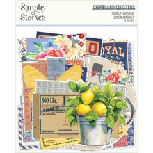 Load image into Gallery viewer, Embellishments: Simple Vintage Linen Market Chipboard Clusters
