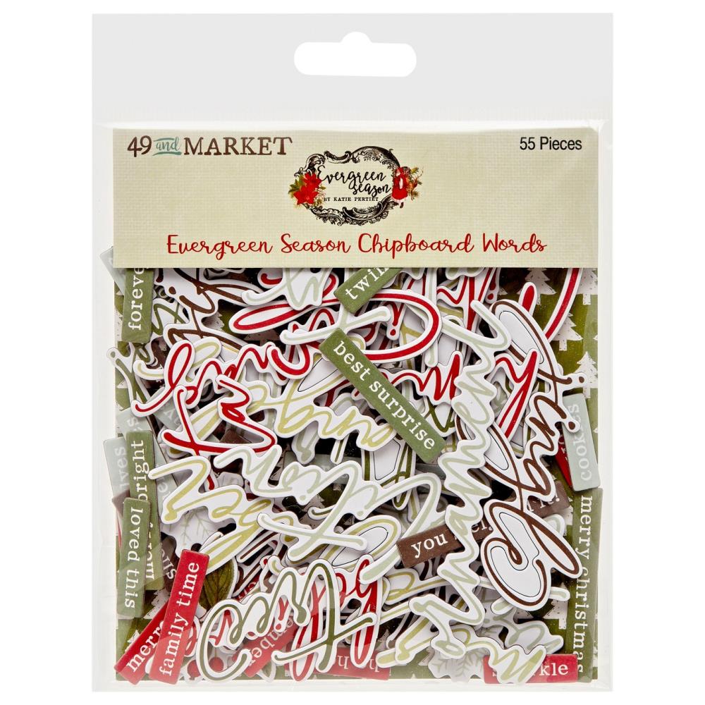 Embellishments: 49 And Market-Evergreen Season Chipboard Words