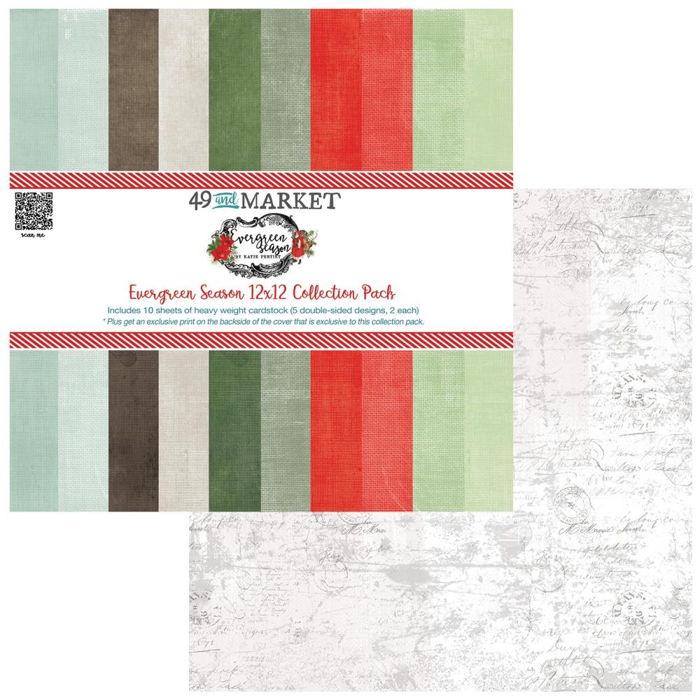 12x12 Cardstock: 49 & Market-Evergreen Season Collection Pack-Solids/Foundations