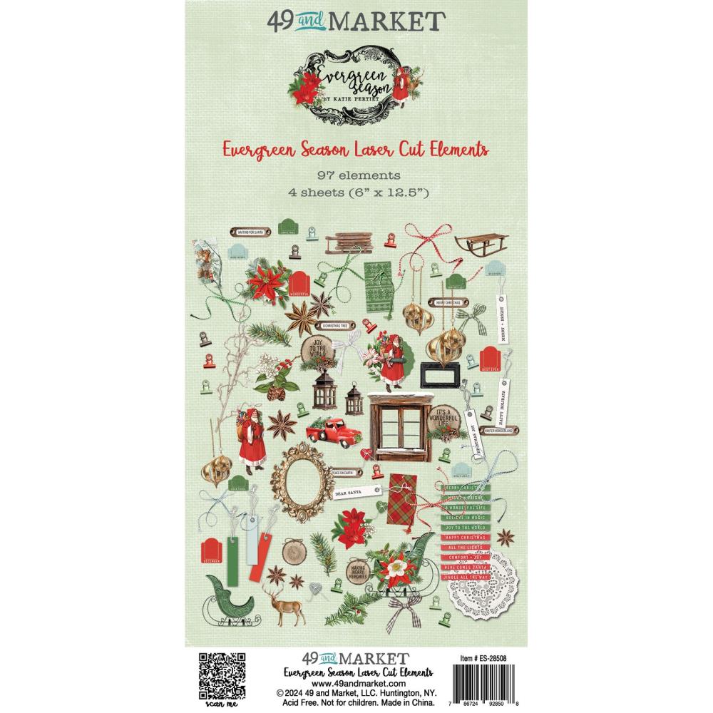 Embellishments: 49 And Market-Evergreen Season Laser Cut Elements