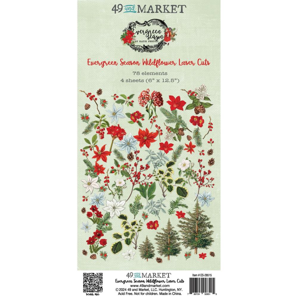 Embellishments: 49 And Market-Evergreen Season Wildflower Laser Cuts