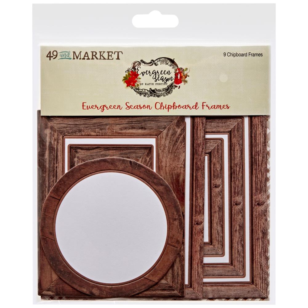 Embellishments: 49 and Market Evergreen Season Chipboard Frames