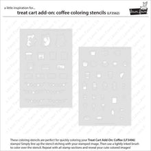 Load image into Gallery viewer, Stencils: Lawn Fawn-Treat Cart Add-On: Coffee Coloring Stencils
