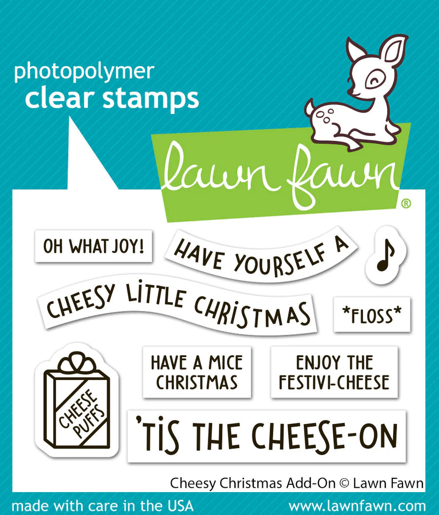 Stamps: Lawn Fawn-Cheesy Christmas Add-On – Purple Pinky Promises