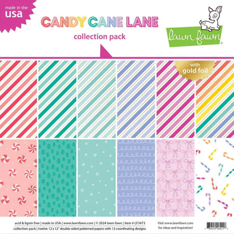 12x12 Paper: Lawn Fawn-Candy Cane Lane