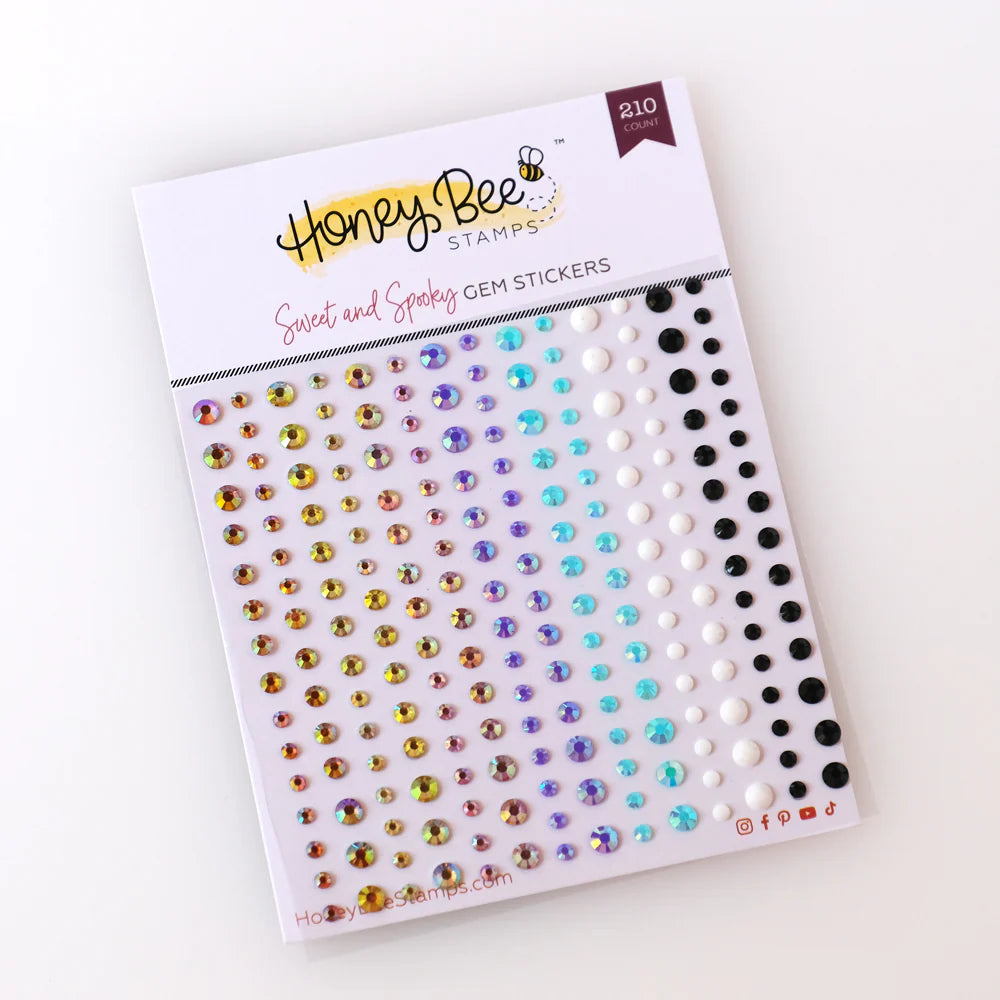 Embellishments: Honey Bee Stamps-Sweet & Spooky Gems Stickers - 210 Count