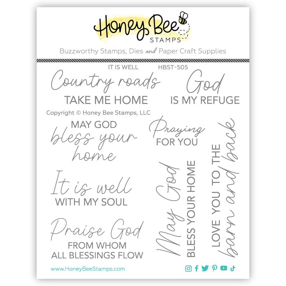 Stamps: Honey Bee Stamps-It Is Well - 4x4