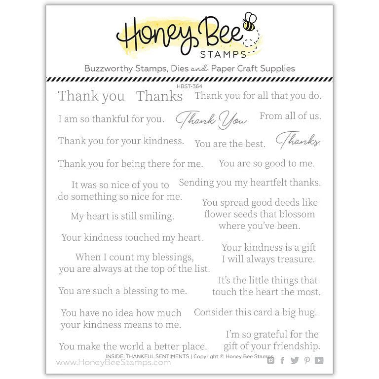 Stamps: Honey Bee Stamps-Inside: Thankful Sentiments - 6x6 Stamp Set