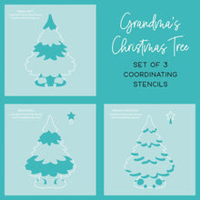 Load image into Gallery viewer, Stencils: Honey Bee Stamps-Grandma&#39;s Christmas Tree - Set of 3 Coordinating 6x6&quot; Stencils
