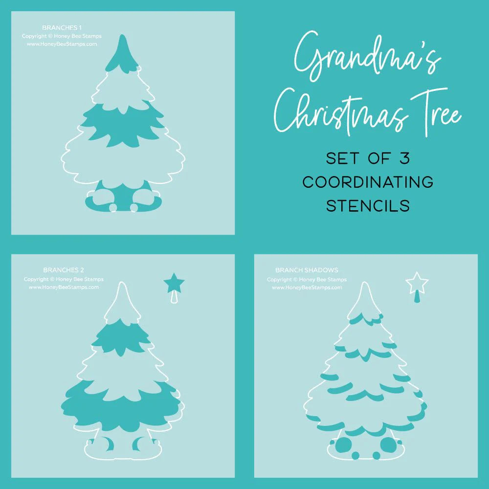 Stencils: Honey Bee Stamps-Grandma's Christmas Tree - Set of 3 Coordinating 6x6