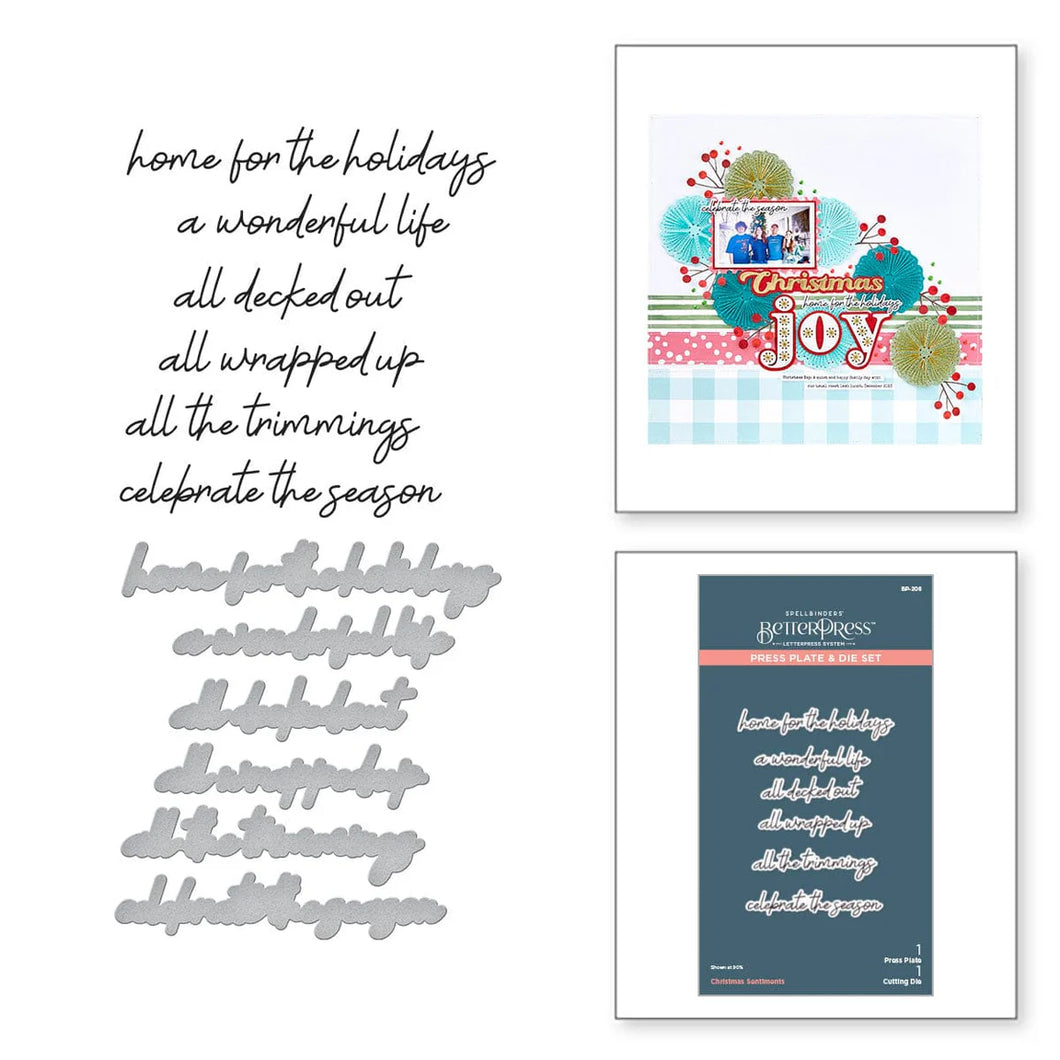 Better Press: Spellbinders-CHRISTMAS SENTIMENTS PRESS PLATE & DIE SET