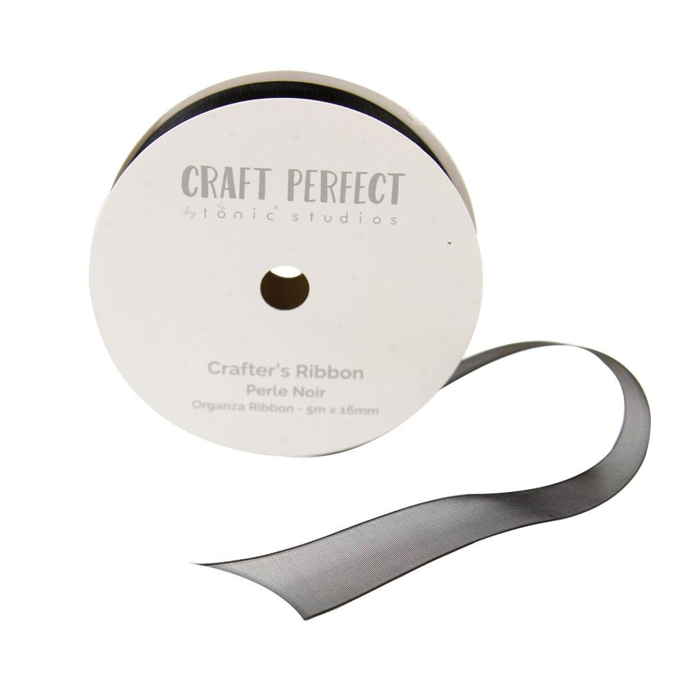 Ribbon: Craft Perfect-Organza Ribbon-Christmas Magic - Perle Noir - 5/8 inches x 16.4 feet