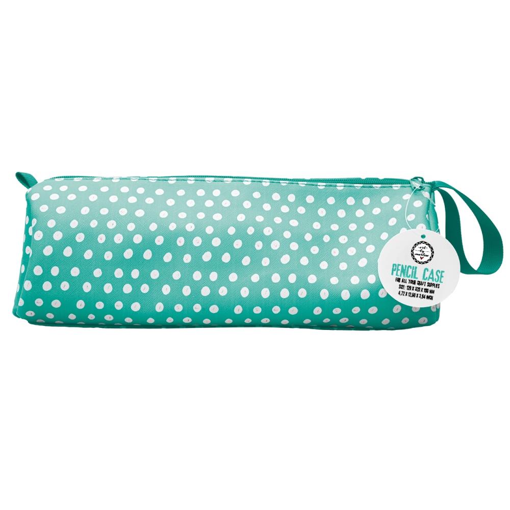 Storage Solutions:Art By Marlene Signature Collection Pencil Case-Nr. 03, Turquoise With White Dots