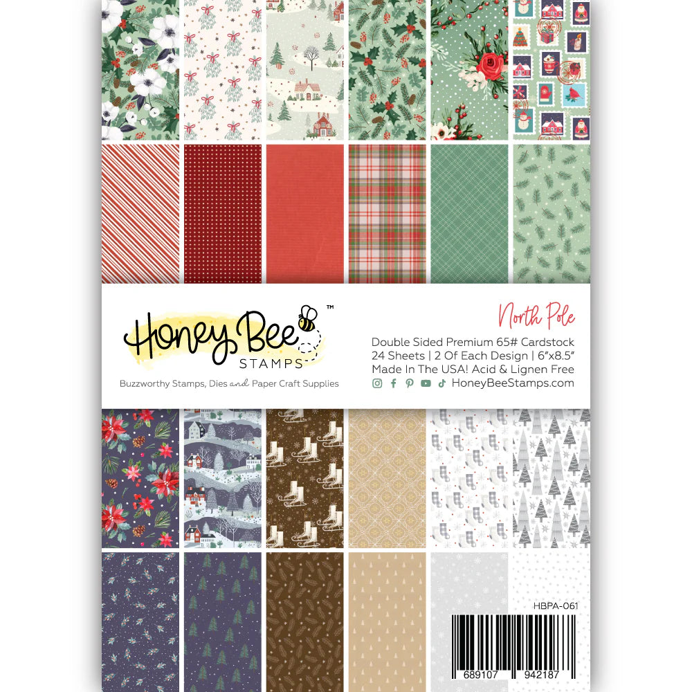 Specialty Paper: Honey Bee Stamps-North Pole Paper Pad 6x8.5 - 24 Double Sided Sheets