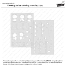 Load image into Gallery viewer, Stencils: Lawn Fawn-I Heart Pandas Coloring Stencils
