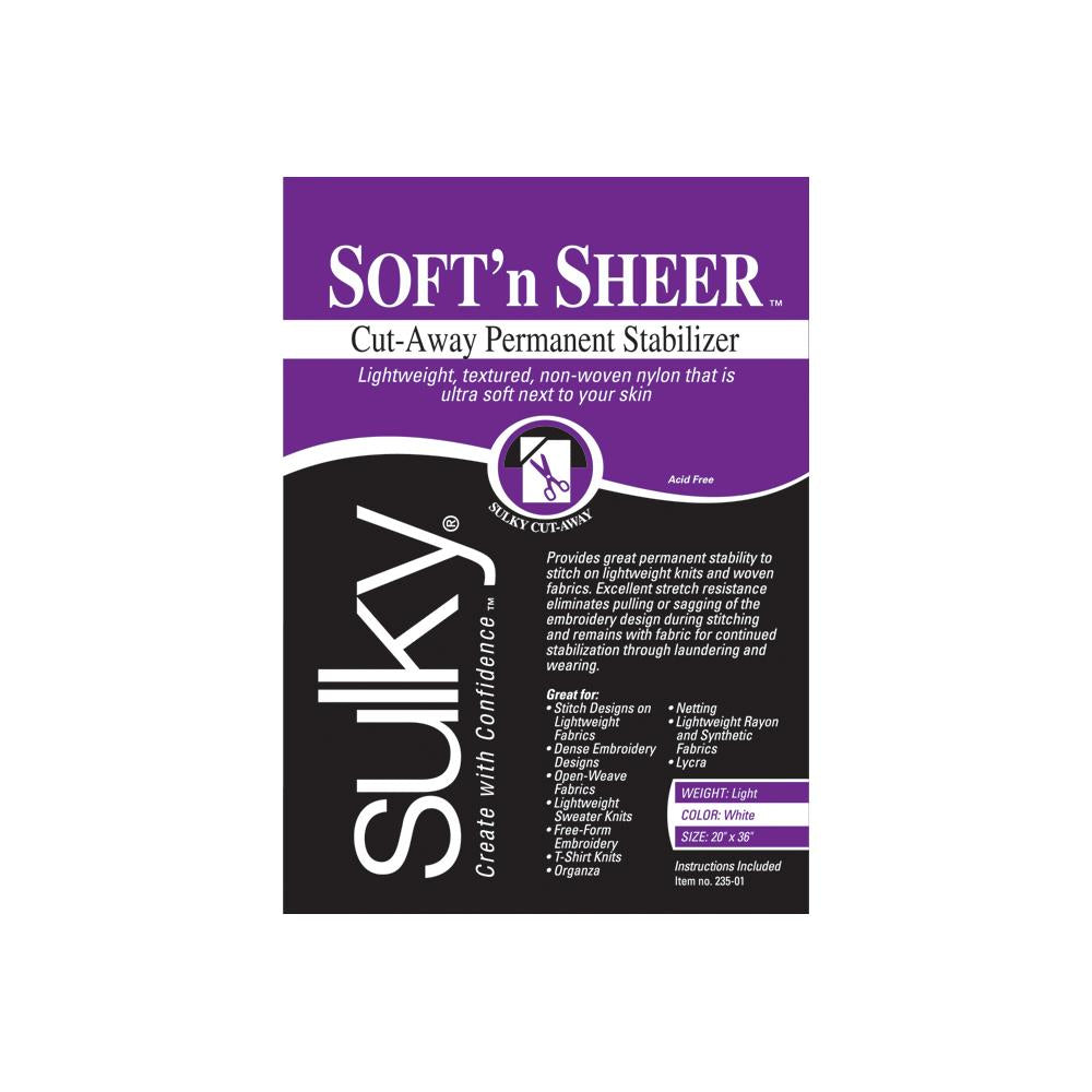 Fibers: Sulky-Soft & Sheer Cut-Away Permanent Stabilizer-20”x36”