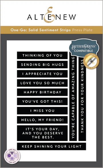 BetterPress:  Altenew - One-Go: Solid Sentiment Strips Press Plate/Foil Plate