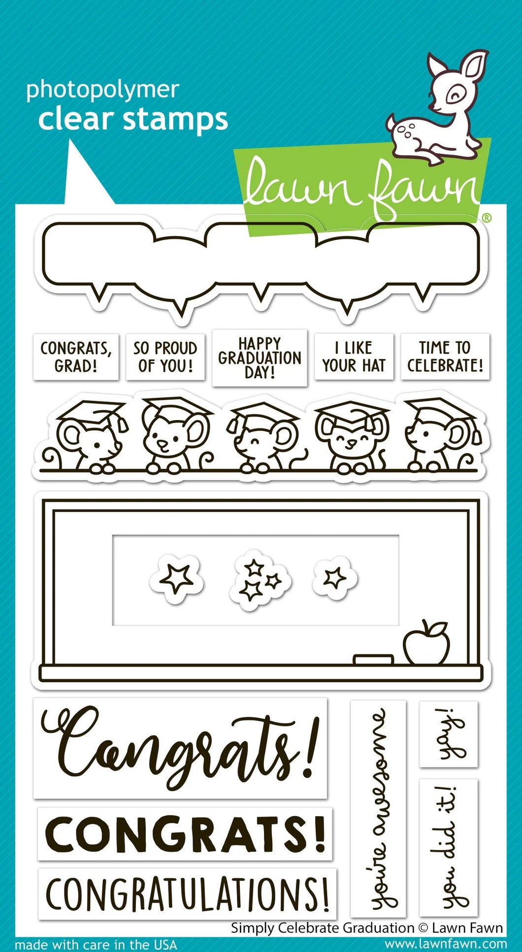 Stamps: Lawn Fawn - simply celebrate graduation