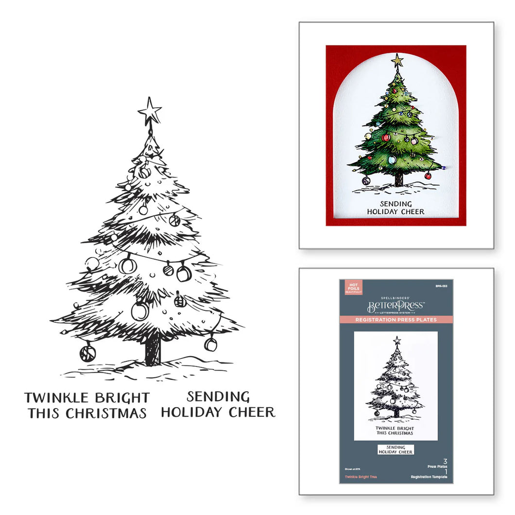 BetterPress: Spellbinders-TWINKLE BRIGHT TREE REGISTRATION BETTERPRESS PLATES FROM THE WONDERLAND COLLECTION