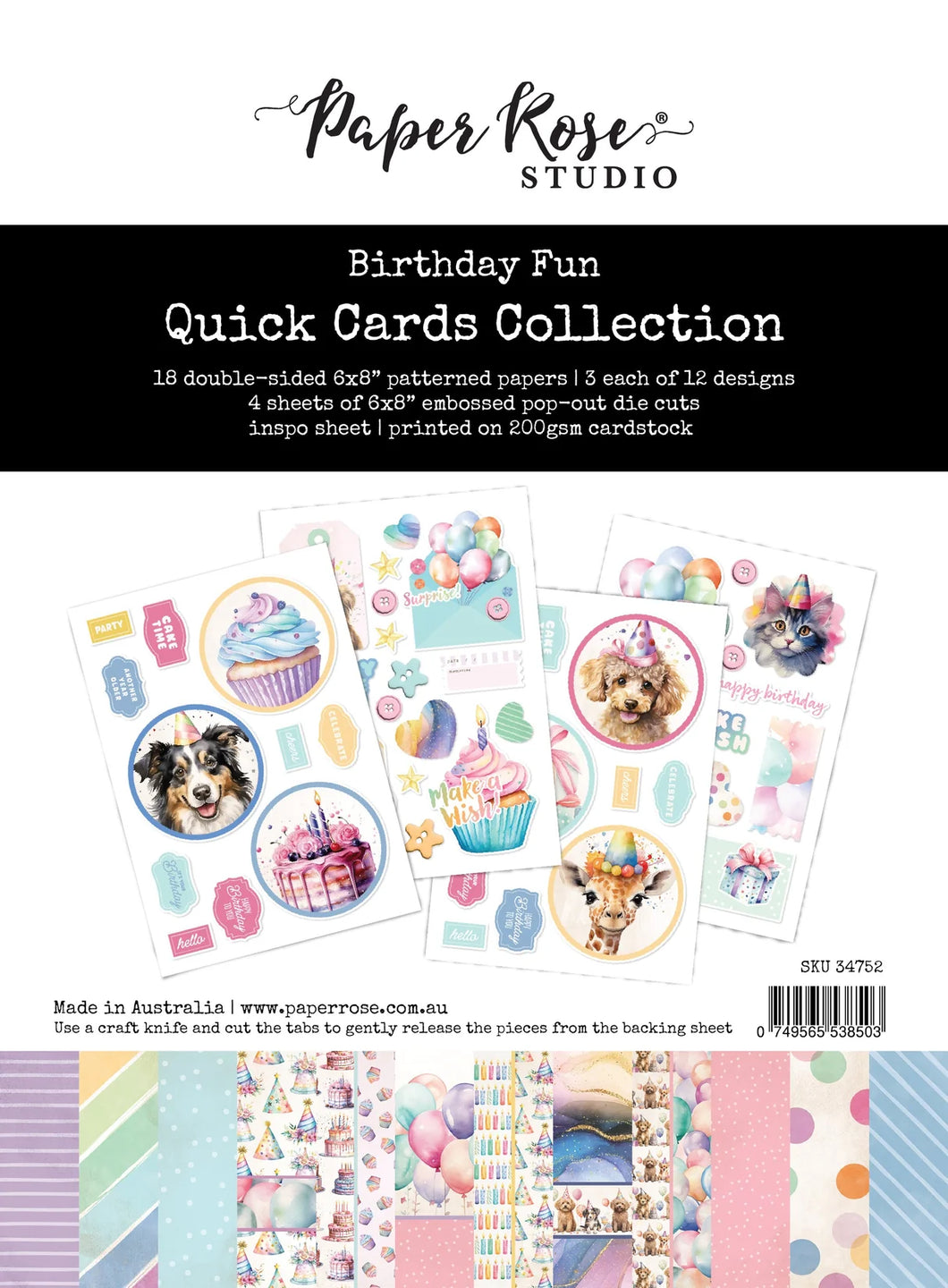 Card Kit: Paper Rose - Quick Cards Collection - Birthday Fun