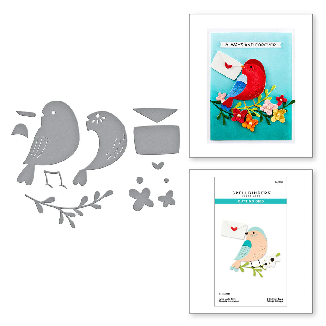 Dies: Spellbinders-LOVE NOTE BIRD ETCHED DIES FROM THE OUT AND ABOUT COLLECTION