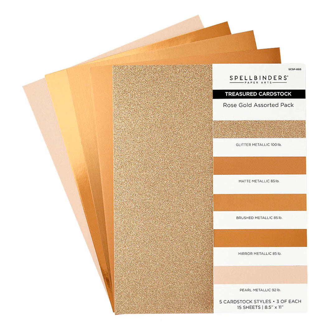 Specialty Paper: Spellbinders - ROSE GOLD ASSORTMENT TREASURED CARDSTOCK 8 1/2