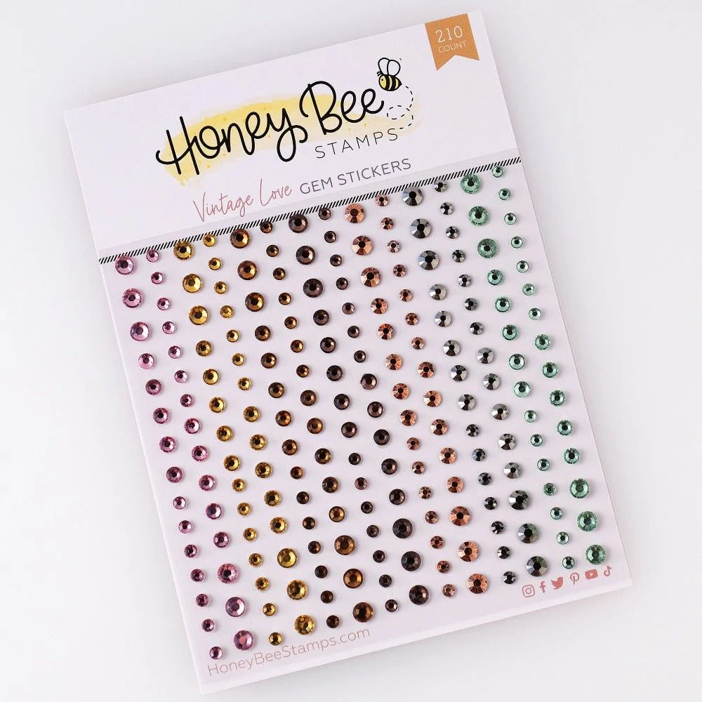 Embellishments: Honey Bee Stamps-Vintage Love Gem Stickers - 210 Count