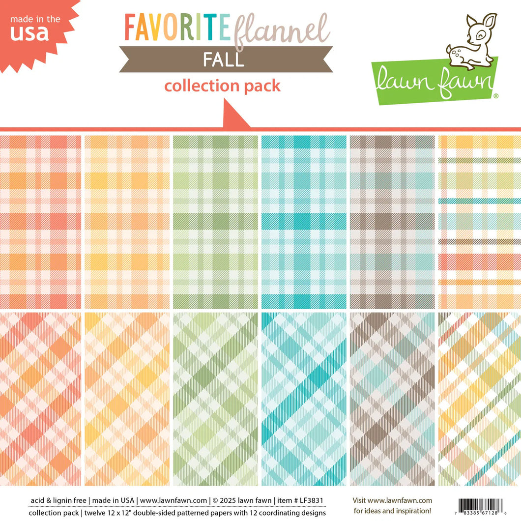 12x12 Paper: Lawn Fawn-Favorite Flannel Fall Collection Pack