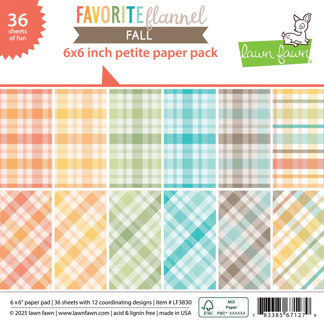 6x6 paper: Lawn Fawn-Favorite Flannel Fall Petite Paper Pack