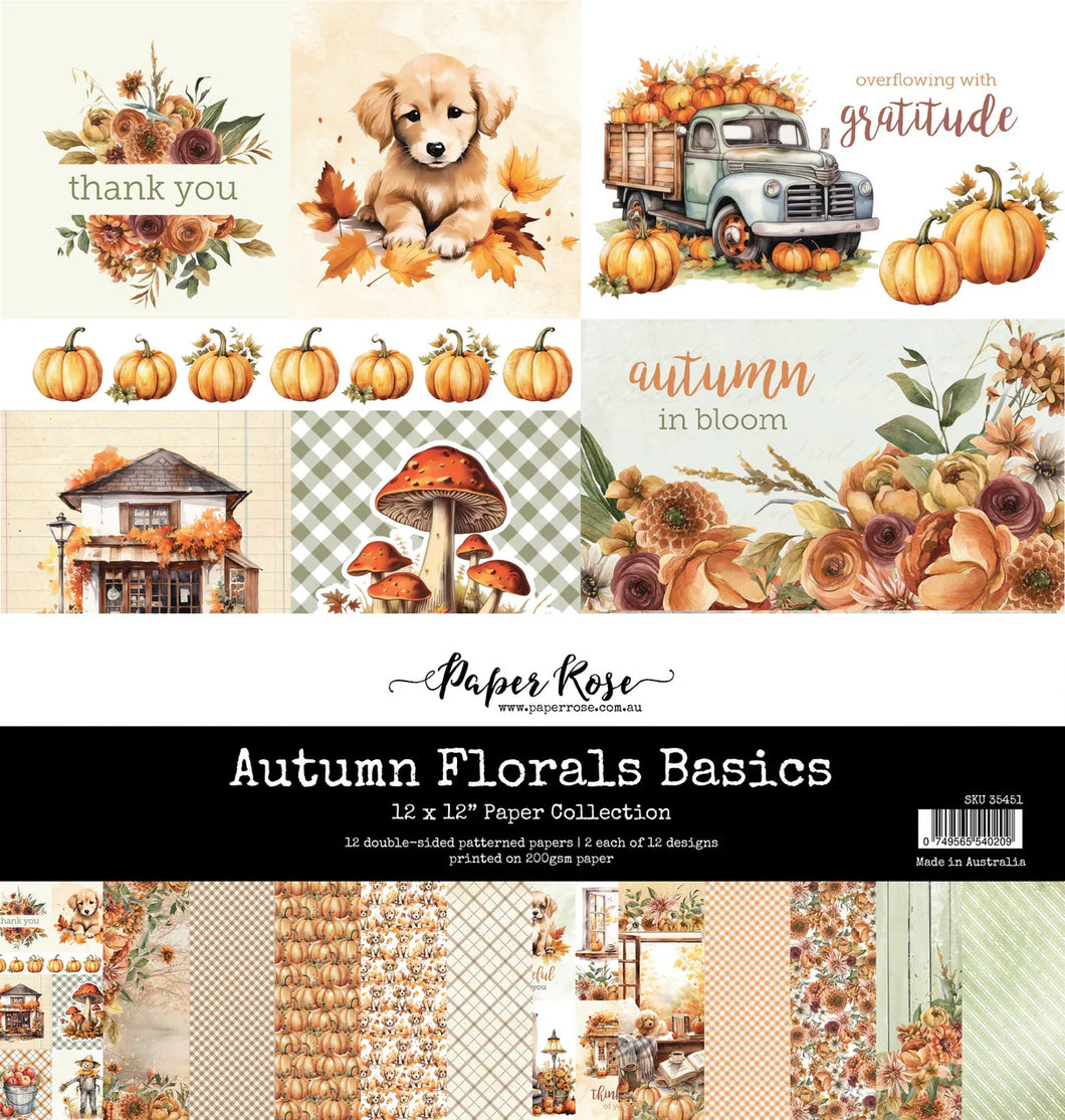 12x12 Paper: Paper Rose Studio-Autumn Florals Basics Paper Collection