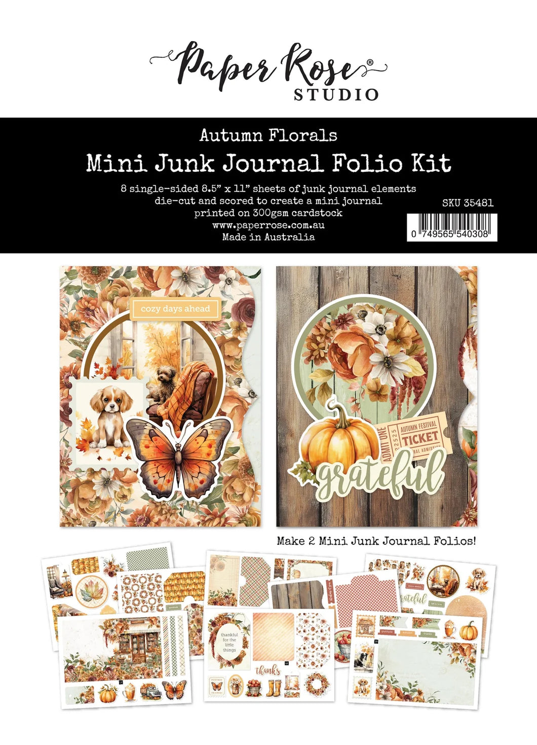Mini Album: Paper Rose Studio-Autumn Florals Mini Folio Kit