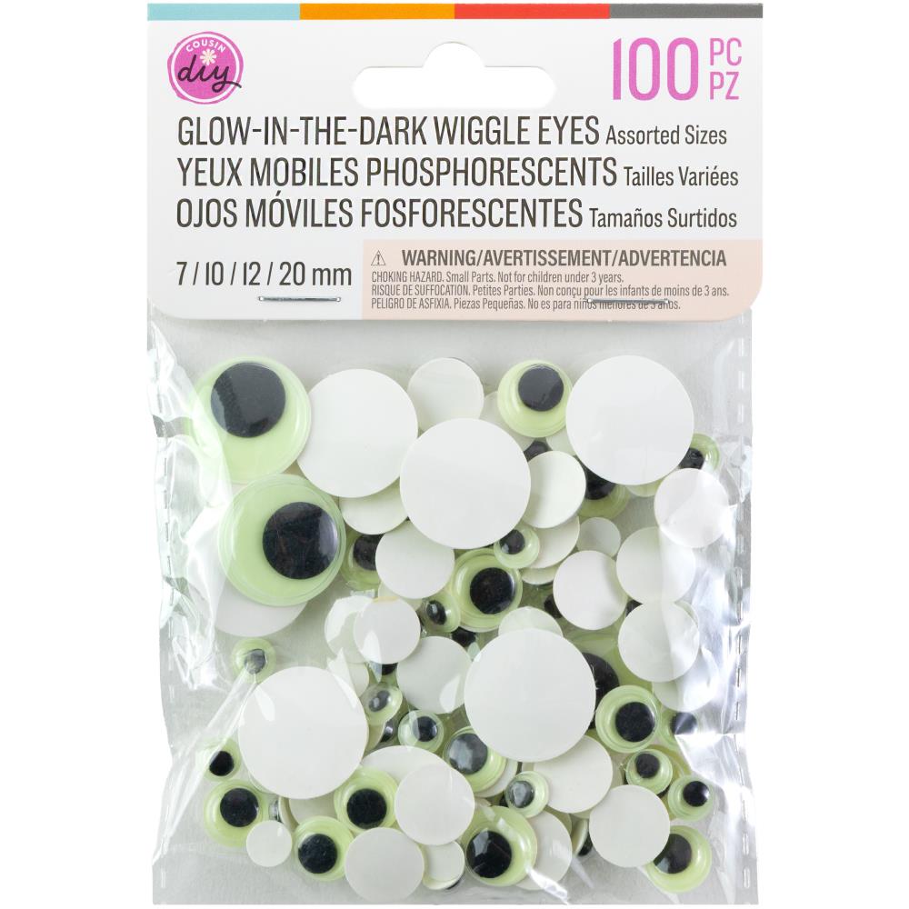 Embellishments: CousinDIY-Glow In The Dark Wiggle Eyes Variety Pack 100/Pkg